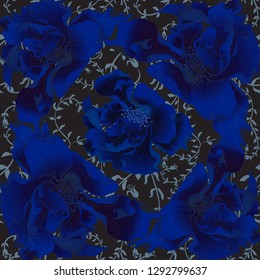 Vector. Fantasy flowers - decorative composition. Flowers with long petals. Wallpaper. Seamless patterns Use printed materials, patterns for fabrics, posters, cards, packaging.