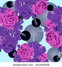 Vector. Fantasy flowers - decorative composition. Flowers with long petals. Wallpaper. Seamless patterns Use printed materials, signs, posters, postcards, packaging, print.