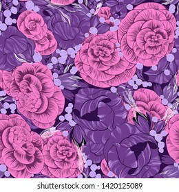 Vector. Fantasy flowers - decorative composition. Flowers with long petals. Wallpaper. Seamless patterns Use printed materials, patterns for fabrics, posters, cards, packaging.