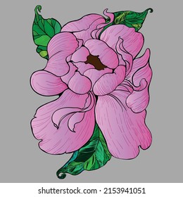 Vector. Fantasy flowers - decorative composition. Flowers with long petals. Wallpaper. Use printed materials, patterns for fabrics, posters, cards, packaging.