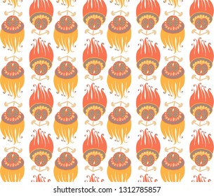 Vector fantasy flowers seamless pattern. Uzbek suzani national ornament for textile embroidery. Arabic, Indian, Turkish style flowers background.