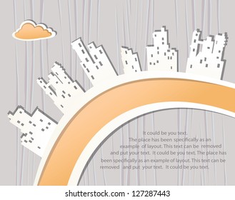 Vector fantasy on the theme of the city on a gray background
