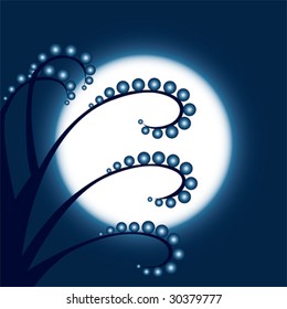 vector fantasy tree in the moonlight