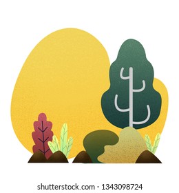 Vector fantasy trees and leaves background template flat design.