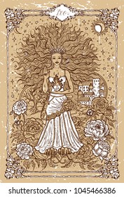 Vector Fantasy Zodiac sign Lion or Leo in gothic frame on texture. Hand drawn engraved illustration 