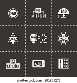 Vector FAQ icon set on black background