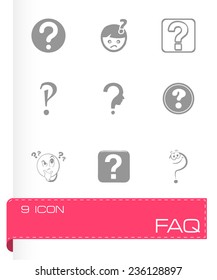 Vector FAQ icons set on grey background