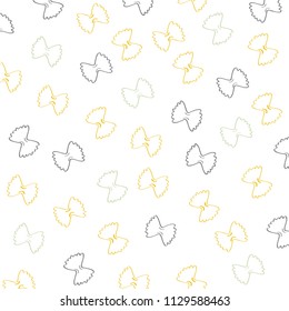 Vector farfalle texture. Simple repetition food decoration with farfalle. Italian spaghetti background. 