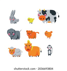 vector of farm animals icon set, can be used as a logo or symbol