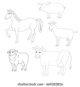 vector of farm animals outline