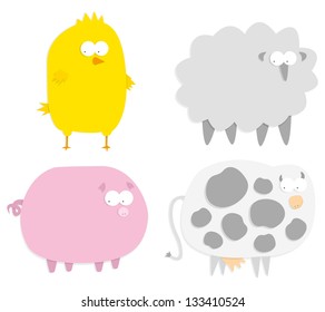 Vector farm animals (paper cut style)