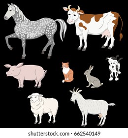 vector of farm animals set