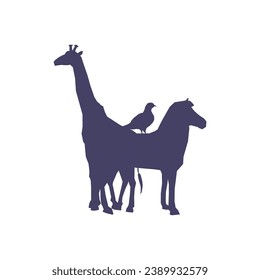 Vector Farm Animals Silhouettes Isolated on White