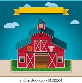 Vector Farm Barn Building Icon