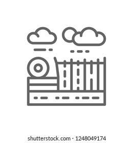 Vector farm and farming fields landscape line icon. Symbol and sign illustration design. Isolated on white background