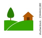 Vector farm field, farm landscape with house, agriculture, farming village