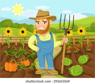Vector farm flat cartoon illustration