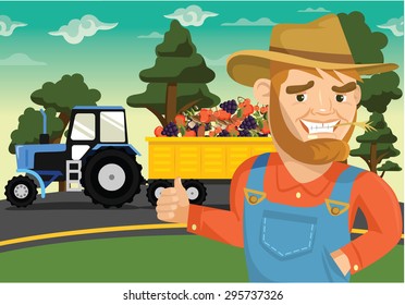Vector farm flat illustration
