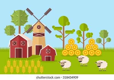 Vector farm flat illustration