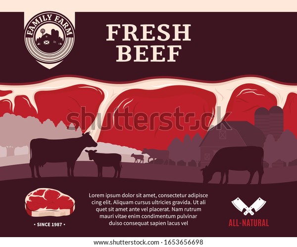 Vector Farm Fresh Beef Illustration Rural Stock Vector (Royalty Free ...