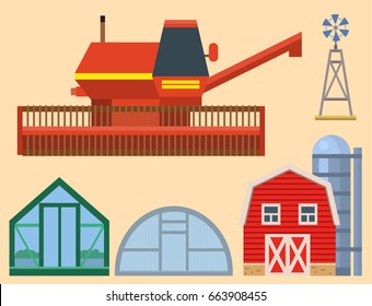 Vector farm harvesting greenhouse equipment agriculture and horticulture farming hand tools