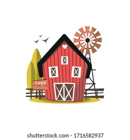 Vector  farm illustration.   illustration for banner, book, social media