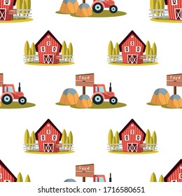 Vector  farm illustration.  Seamless vector farm pattern.