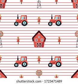 Vector  Farm Illustration.  Seamless Vector Farm Pattern.