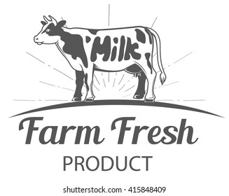 Vector Farm Logo Template Cow Milk Stock Vector (Royalty Free ...