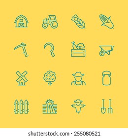 Vector Farm Related Vector Icon Set, Thin Line Style