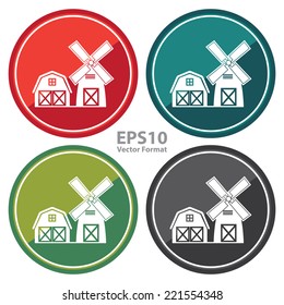 Vector : Farm Sign on Circle Icon, Button, Label Isolated on White 