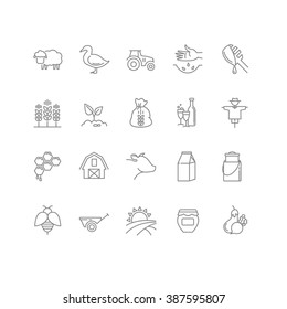 Vector farm thin line icon set for your design