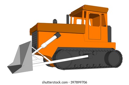 Vector Farm tractor with bucket 