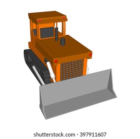 Vector Farm Tractor with bucket on white background 1