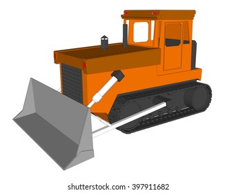 Vector Farm Tractor with bucket on white background 2