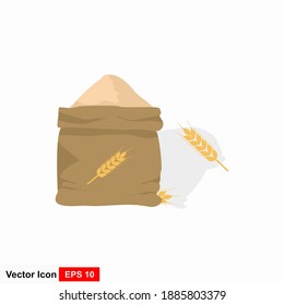 Vector farm wheat bag. Jute sack isolated on white background. Illustration