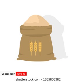 Vector farm wheat bag. Jute sack isolated on white background. Illustration