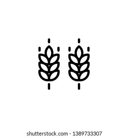 Vector farm wheat ears icon template. Line whole grain symbol illustration for organic eco business, agriculture, beer, bakery. Gluten free logo background