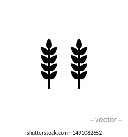 Vector farm wheat ears icon template. Line whole grain symbol illustration for organic eco business, agriculture, beer, bakery. Gluten free logo background