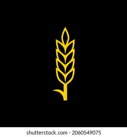 Vector farm wheat ears icon template. Line whole grain symbol illustration for organic eco business, agriculture, beer, bakery. Gluten free logo background
