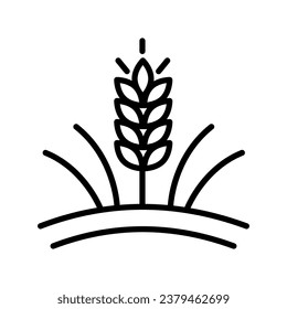 Vector farm wheat ears icon template. Linear whole grain symbol illustration. Simple oat growth design concept. Farm agriculture oat sign