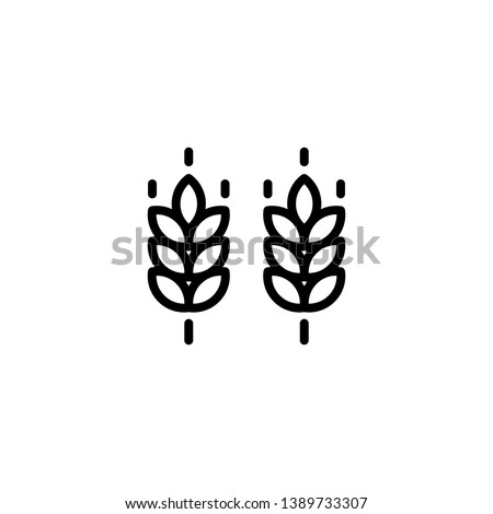 Vector farm wheat ears icon template. Line whole grain symbol illustration for organic eco business, agriculture, beer, bakery. Gluten free logo background