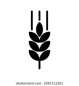 Vector Farm Wheat Ears Solid Icon. Whole Grain Filled Black Symbol Illustration for Organic Eco Business, Farming, Beer, Bakery. Gluten Free Logo.