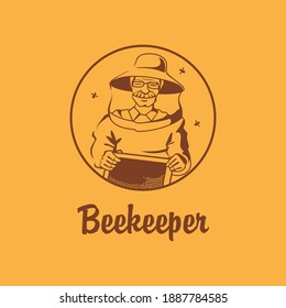 Vector Farmer Beekeeper Oldman Logo 