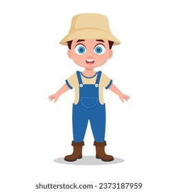 Vector farmer cartoon character cheerful farmer