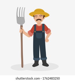 Vector farmer cartoon character isolated.