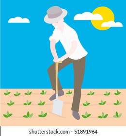 vector of a Farmer sowing seeds illustration cartoon