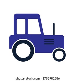 Vector farmer tractor icon. Village harvest truck illustration. Flat sign background for agriculture business

