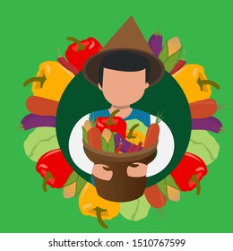 vector of farmers with their vegetable yields
