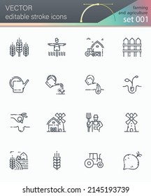 Icono de línea de trazo editable de cultivo vectorial aislado en fondo transparente. 